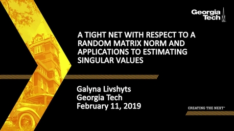 Thumbnail for entry Galyna Livshyts - A Tight Net with Respect to a Random Matrix Norm and Applications to Estimating Singular Values