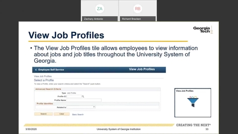 Thumbnail for Introduction to Employee Self-Service and Faculty Self-Service--ESS Tiles: View Job Profiles