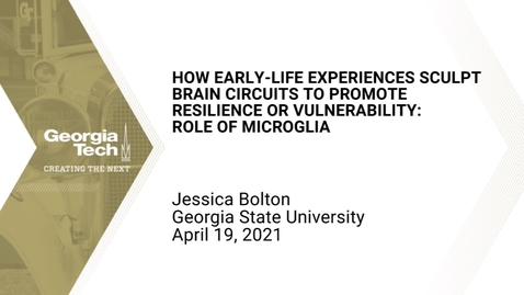 Thumbnail for entry Jessica Bolton - How Early-life Experiences Sculpt Brain Circuits to Promote Resilience or Vulnerability: Role of Microglia
