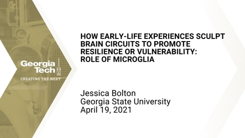 Thumbnail for Jessica Bolton - How Early-life Experiences Sculpt Brain Circuits to Promote Resilience or Vulnerability: Role of Microglia