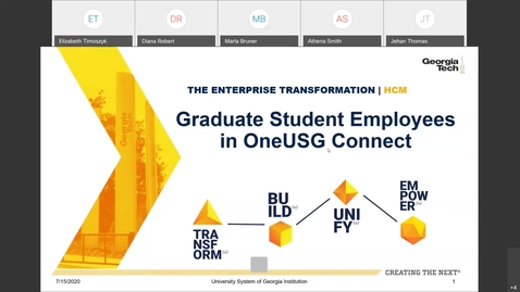 Thumbnail for entry Graduate Student Employees in OneUSG Connect Session - 7/15/20