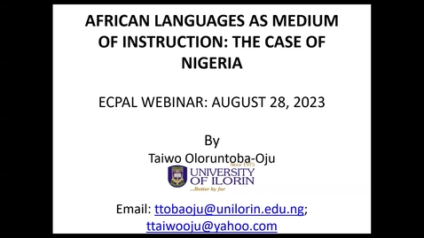 Thumbnail for African Languages as Medium of Instruction - the Case of Nigeria