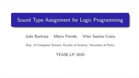 Thumbnail for Sound Type Assignment for Logic Programming