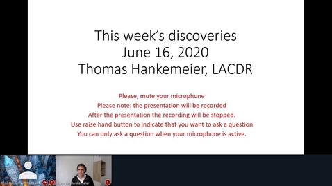 Thumbnail for Rec - 16 Jun 2020 13:11 - This Week’s Discoveries.mp4