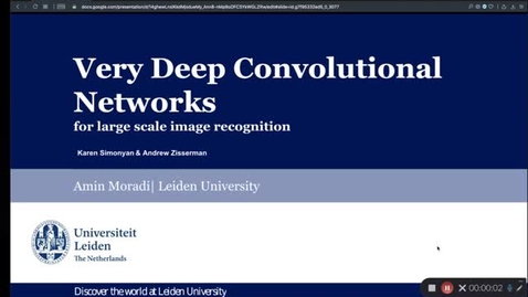 Thumbnail for MIR - Presentation on Very Deep Convolutional Networks for large scale image recognition.