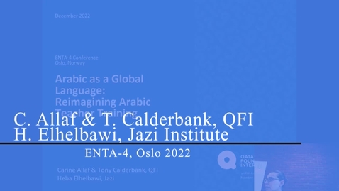 Thumbnail for ENTA-4 presentation Allaf, Calderbank, &amp; Elhelbawi