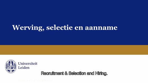 Thumbnail for Werving, selectie en aanname
