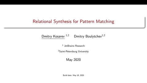 Thumbnail for Relational Synthesis for Pattern Matching