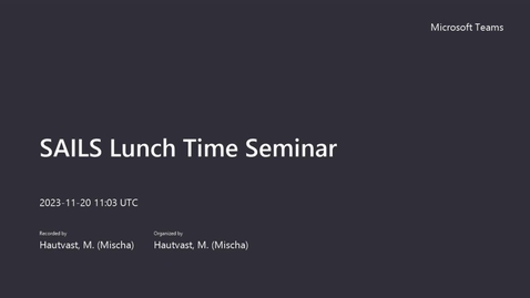 Thumbnail for SAILS Lunch Time Seminar: Karin de Wild, 20/11/2023