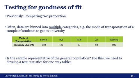 Thumbnail for Statistics EN Video 1 Chi-square and one-way tables