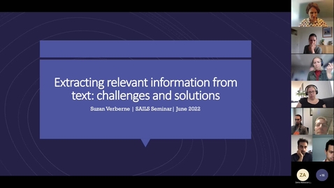 Thumbnail for Lunch Time Seminar Suzan Verberne-June 13, 2022