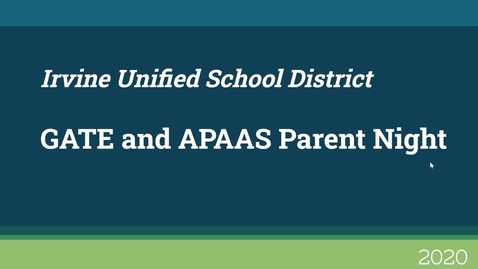 Thumbnail for Gifted and Advanced Learner Parent Night, GATE and APAAS overview