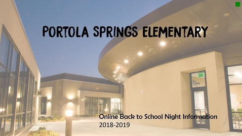 Thumbnail for entry Principal Office Back to School Night 2018