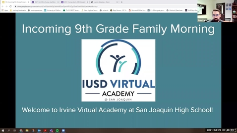 Thumbnail for entry Incoming 9th Grade Family Morning - April 29, 2021