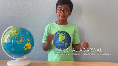 Thumbnail for 2023 Earth Day Video Winner: Kushal Agarwal, Stonegate, 3rd Grade