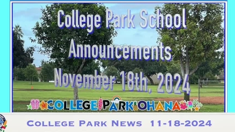 Thumbnail for Nov 18th Announcements