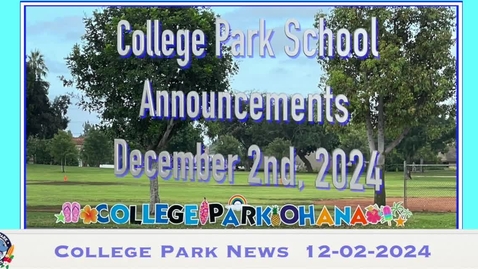 Thumbnail for Dec 2nd Announcements