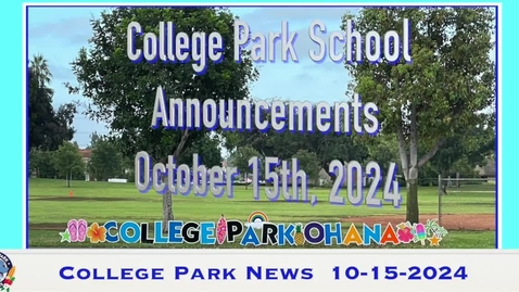 Thumbnail for Oct 15th Announcements