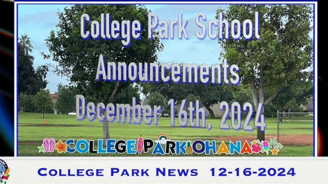 Thumbnail for Dec 16:24 Announcements