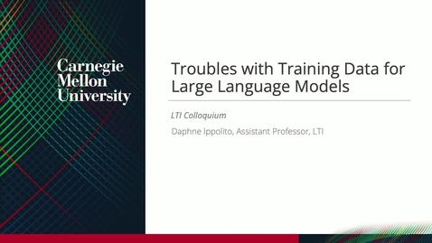 Thumbnail for LTI Colloquium - Daphne Ippolito