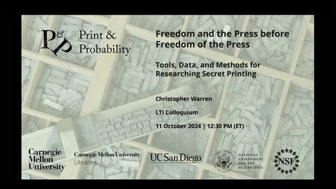 Thumbnail for Tools, Data and Methods for Researching Secret Printing by Christopher Warren