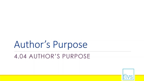 Thumbnail for entry Author's Purpose