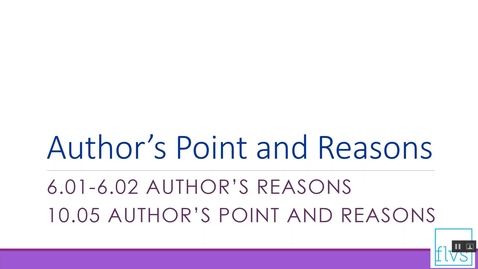 Thumbnail for entry Author's Point and Reasons