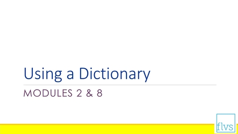 Thumbnail for Using a Dictionary and Glossary