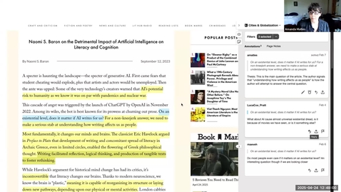 Thumbnail for Faculty Spotlight: Socially Engaged Reading with Perusall and Hypothes.is -- Lara Allen and Amanda Matles