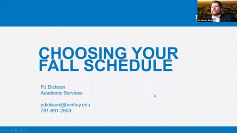 Thumbnail for Bentley University First-Year Course Registration Overview - Fall 2020