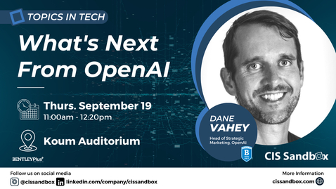 Thumbnail for What's Next From OpenAI - Dane Vahey '06 - September 19, 2024