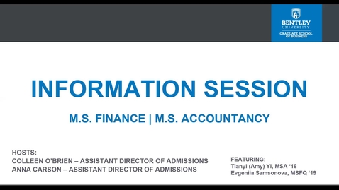 Thumbnail for M.S Accountancy / M.S. Finance Information Session Webinar