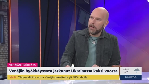 Thumbnail for Ylen aamu 2024-02-23 Venäjän hyökkäyksestä Ukrainaan 2 vuotta, Ilmari Käihkö ja MPPK_n Jarmo Mattila