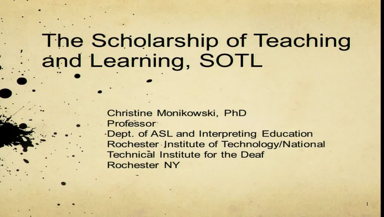Christine Monikowski - The Scholarship of Teaching and Learning - 11/16/13