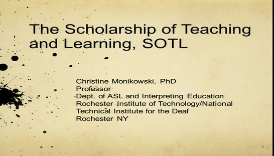 Christine Monikowski - The Scholarship of Teaching and Learning - 11/16/13