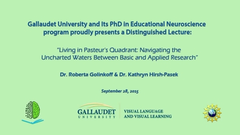 Thumbnail for PEN Distinguished Lecture Series - Hirsh-Pasek &amp; Golinkoff - 9/28/15