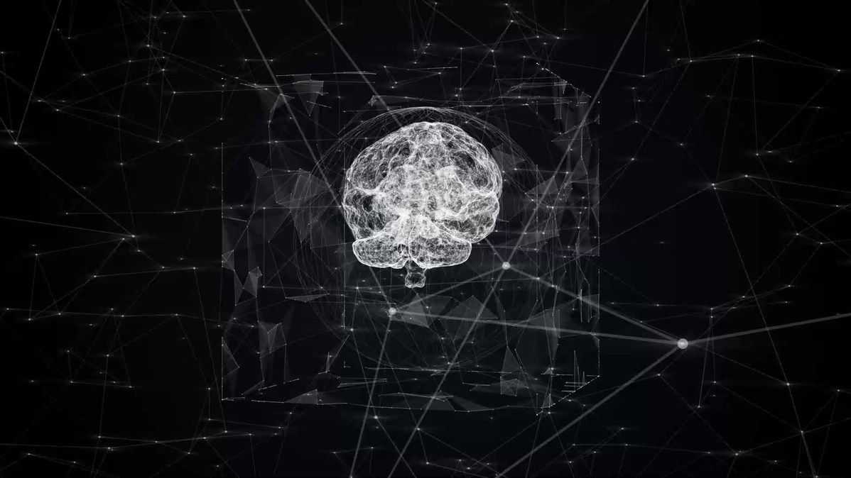Brain in digital noise abstract
