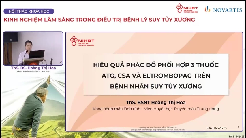 Hiệu quả phác đồ phối hợp 3 thuốc ATG, CsA và eltrombopag trên bệnh nhân suy tủy xương