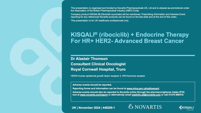 Kisqali Talking Head Case Studies - Dr. Alastair Thomas video