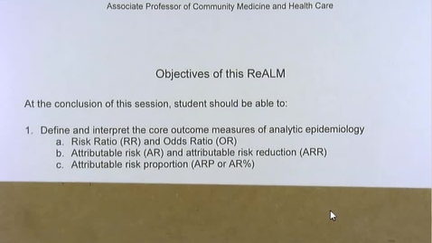 Thumbnail for entry EBDM 3b Core Outcome Measures of Analytic Epidemiology