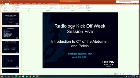 Thumbnail for Kickoff_Homeweek - Radiology Session Five Introduction to CT of the Abdomen and Pelvis 4_29_2021