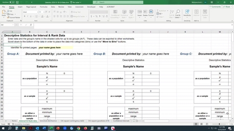 Thumbnail for Introduction to Dr. Wetstone's Statistics  Excel Workbook