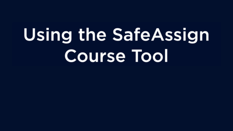Thumbnail for Using SafeAssign as a Course Tool