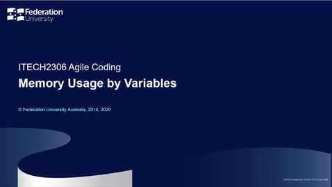 Thumbnail for AGILE Coding - Memory Usage by Variables
