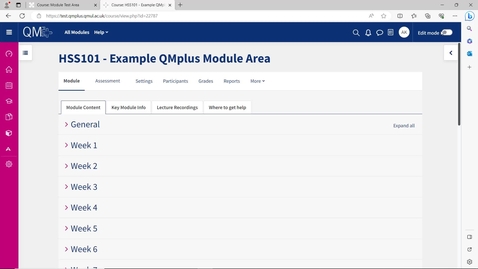 Thumbnail for QMplus Upgrade - Adding Assessments and the Assessment Panel
