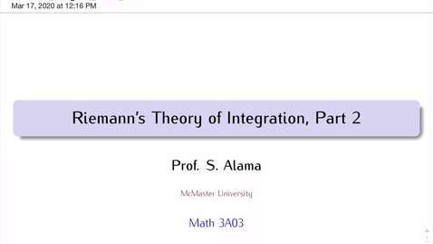 Thumbnail for entry Riemann Integration, part 2