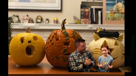 Thumbnail for entry ArchaeoPumpkin Judging with Dr. Roddick and 7-year old Fiona (the pumpkin haired judge)