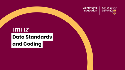 Thumbnail for entry Data Standards and Coding