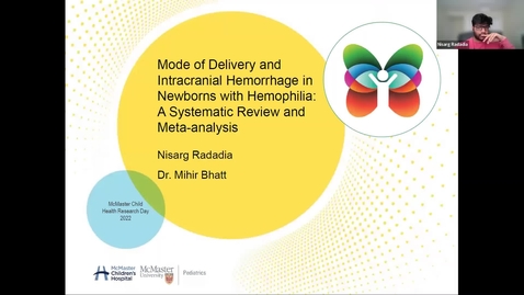 Thumbnail for Mode of Delivery and Intracranial Hemorrhage in Newborns with Hemophilia: Systematic Review &amp; Meta-analysis | Nisarg Radadia | CHRD | 2022