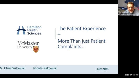 Thumbnail for entry The Patient Experience - More Than just Patient Complaints | July 15, 2021